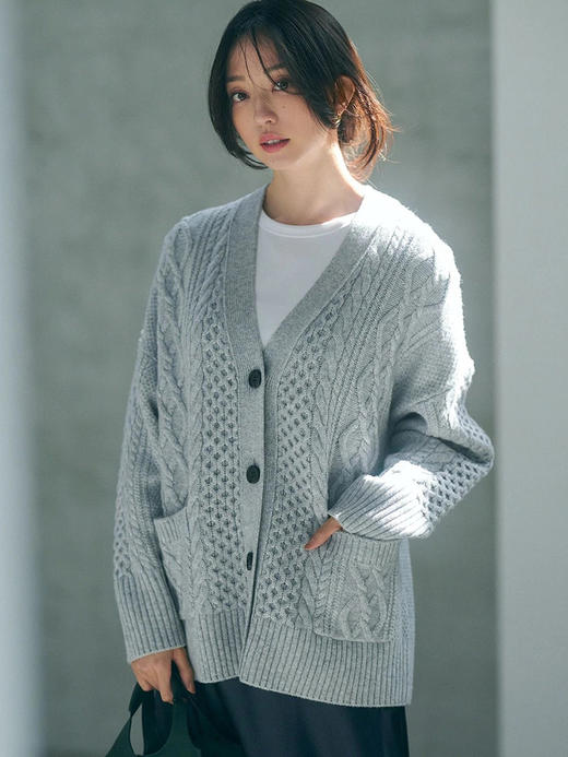 23区日系春季通勤宽松羊毛羊绒混纺V领毛衣开衫针织毛衫商场同款 商品图2