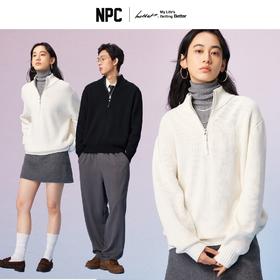 潮牌100%棉简约纯色半开襟拉链针织衫男立领秋季NP57SW32