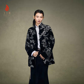 上久楷新中式轻奢 丝绒长外套 CY1025201018