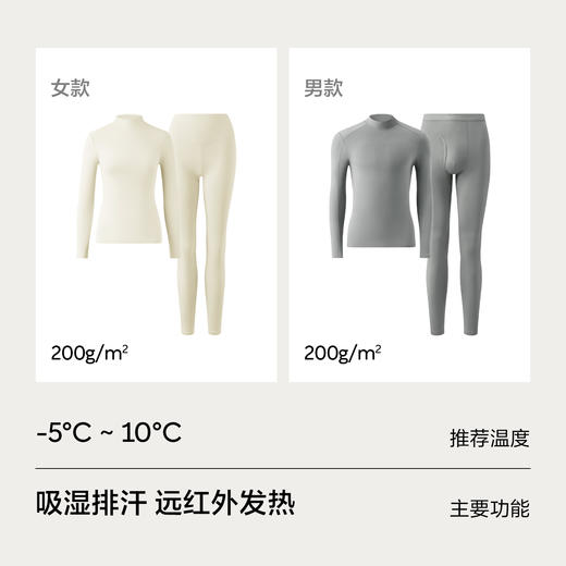 【新品上新】有棵树防湿冷加绒加厚保暖内衣套装男女高领打底内搭-S1090 商品图1