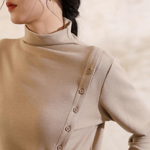 半高领德绒打底衫，外穿设计感针织上衣保暖内搭QM-6558 商品图3