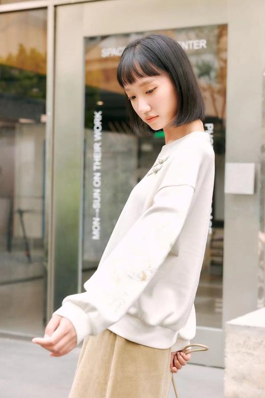 HAYES 国风元素白色圆领卫衣上衣 20957 商品图1