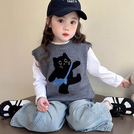 2025秋冬男女童90-160码儿童洋气针织马甲背心外穿甜美卡通加厚马夹坎肩潮聚 商品图1