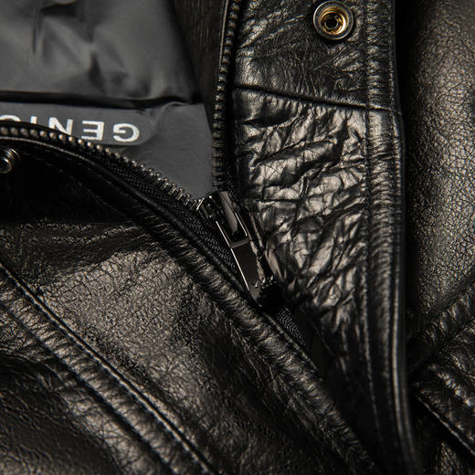 【100%牛皮】圣得西男士2025秋季新款时尚休闲翻领荔枝纹真皮皮衣 商品图11