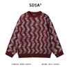 257111SDSA男士秋冬新款痞帅男装韩版撞色波浪线针织衫百搭潮流套头毛衣 商品缩略图1