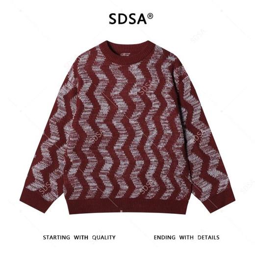 257111SDSA男士秋冬新款痞帅男装韩版撞色波浪线针织衫百搭潮流套头毛衣 商品图1