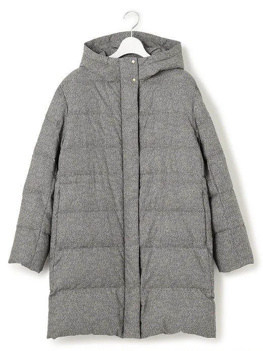 23区日系冬季通勤直筒印细条连帽中长款90%鸭绒羽绒服商场同款 商品图2