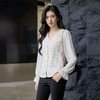 奢姿大码女装2025秋季减龄褶皱V领衬衫胖妹妹荷叶袖时尚百搭上衣9953269883 商品缩略图1