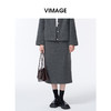 VIMAGE纬漫纪深灰色高级感后背开叉设计2025秋冬新品保暖半裙V2406108 商品缩略图0