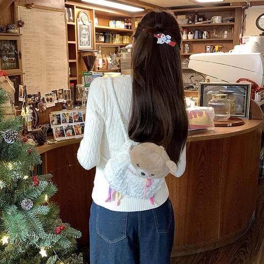 西遇v领长袖针织衫女秋季新款学院风系带蝴蝶结套头毛衣SS051560 商品图4