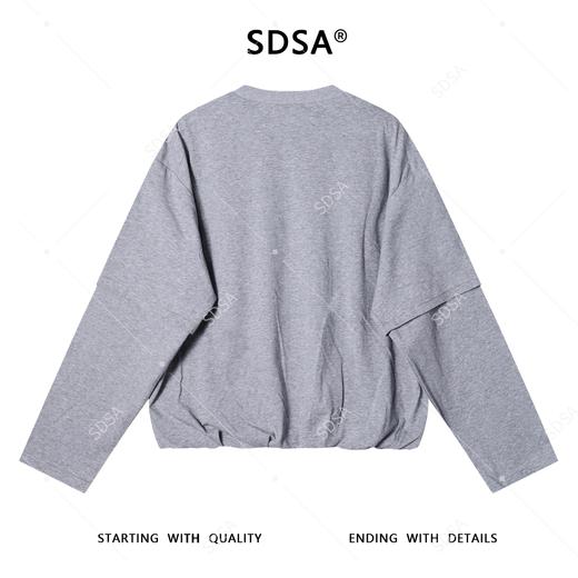 1720SDSA男士秋冬新款痞帅男装韩版纯色袖子拼接设计圆领卫衣百搭宽松 商品图5