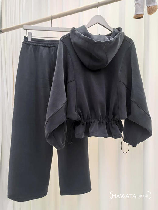 哈瓦塔（加绒）摩登砂洗休闲外套镰刀裤套装H350163 商品图7