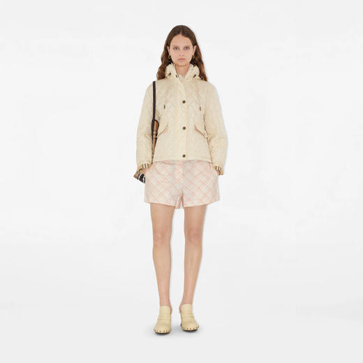 BURBERRY 巴宝莉 女士马术骑士设计标签短款绗缝尼龙连帽棉服 米色 8110327 C1740 商品图1