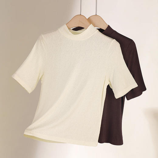 美奈川 羊绒提花小高领中袖BN09179 商品图2