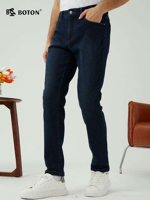 [热熔岩]波顿男士秋冬 牛仔裤 复合底抓毛微窄脚 修身保暖舒适长裤ME880323 商品图1