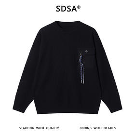 257167SDSA男士秋冬新款痞帅男装设计师纯色小众设计领口毛衣百搭针织衫
