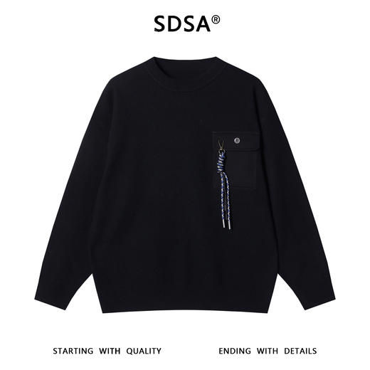 257167SDSA男士秋冬新款痞帅男装设计师纯色小众设计领口毛衣百搭针织衫 商品图0