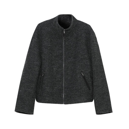 VIMAGE纬漫纪高级灰立领金属拉链设计慵懒感2025秋冬新款大衣外套V2403103 商品图6