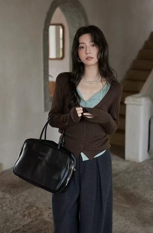 薄荷生巧中古拧花假两件针织衫开衫 商品图0