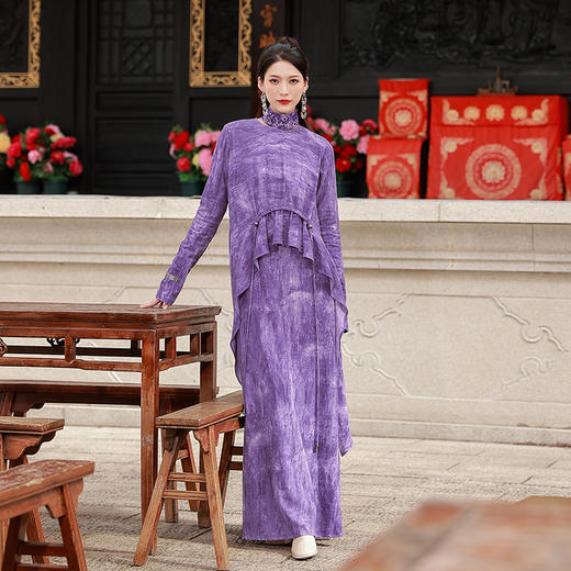 玉出紫烟抽绳炒色连衣裙 | 实物超美 有韵味 |现货加急发 商品图1