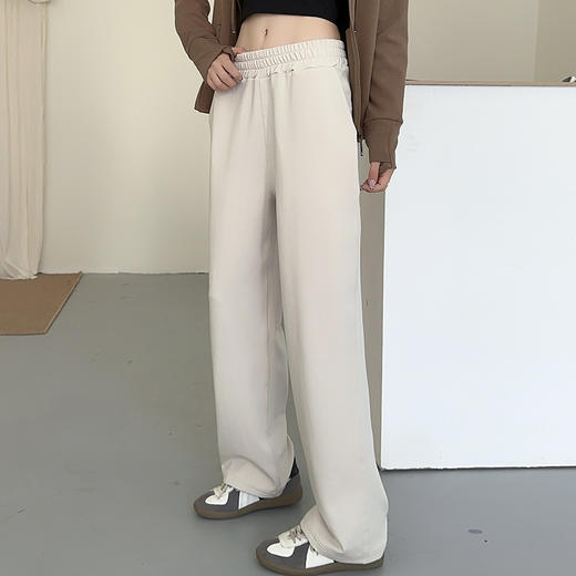 【双节特惠】憨棉匠女砂洗拼接阔腿裤W11K2 商品图2