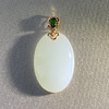 18K金和田玉（白玉）镶钻蛋面吊坠/蛋面30*20mm 商品缩略图1