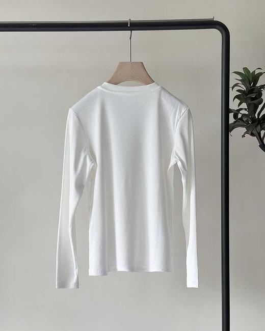 单品包邮现货 THS-限时 女士 RL马球 经典半开襟坑条罗纹长袖打底衫长袖T恤 2色 BH2626 商品图8