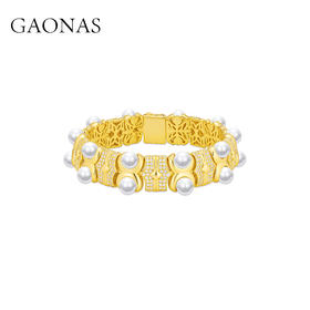 GAONAS 时尚设计贵气金色珠手链11502SGO