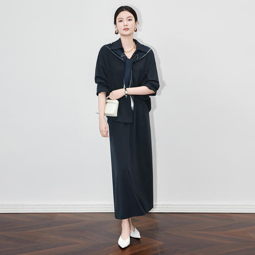 「高货wl」全新升级【铂金会员404/天猫539/差价135】(99132)洛诗琳2025秋季老钱风法式休闲丝巾衬衫半身裙三件套女 商品图0