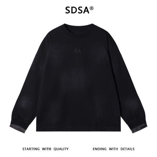 SDSA男士秋冬新款痞帅男装韩版胸前刺绣字母拼接圆领卫衣街头百搭 商品图1