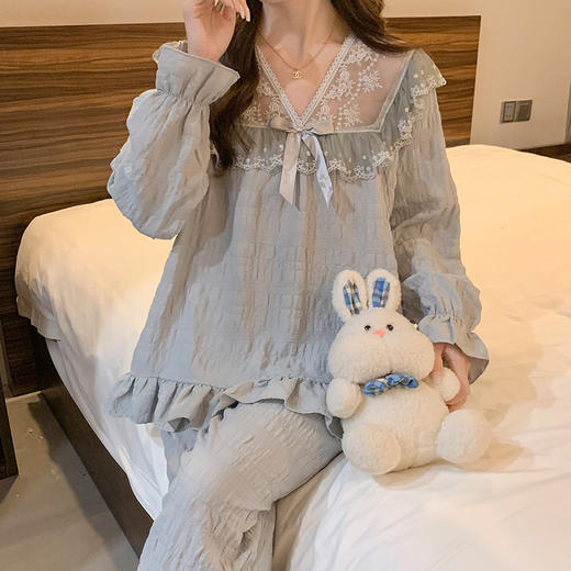 【GZ】无忧购公主风睡衣蕾丝花边长袖云朵棉家居服6930（截单后7天发货) 商品图2