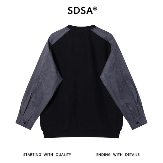 3056SDSA男士秋冬新款痞帅男装韩版复古拼接圆领卫衣百搭宽松套头上衣 商品图5