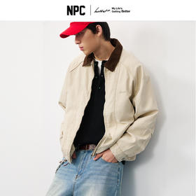 潮牌100%棉灯芯绒撞色拼接拉链翻领夹克男复古老钱NP58TJ04