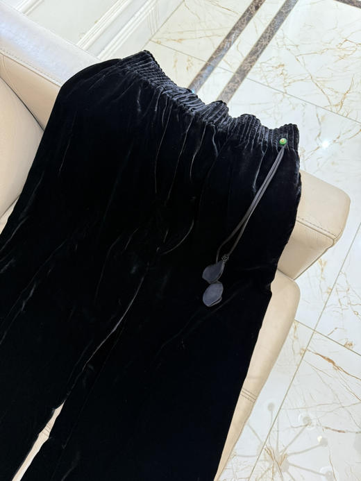 922-5轻中式 百分百真丝丝绒 非一般亲肤舒适 高端丝绒阔腿长裤 商品图3