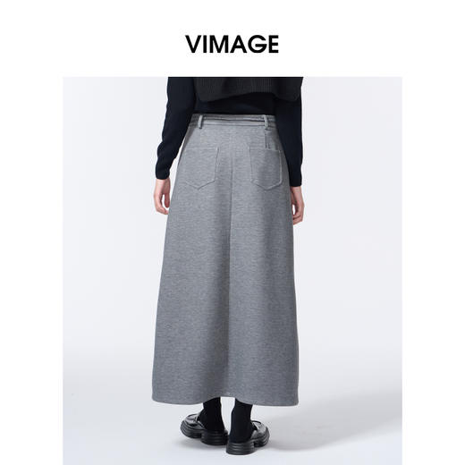 VIMAGE纬漫纪A版配本布腰绳2025秋冬新款包容性强半裙V2406109 商品图4