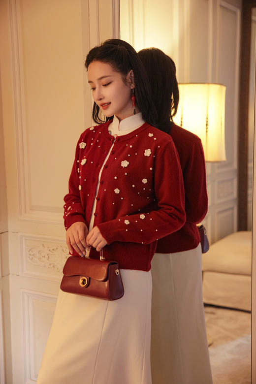 逸红颜明月优选#何超琼同款旗袍『琼仪』敦煌飞天壁画立体刺绣，含羊毛挺括TR，重要场合战袍 商品图6