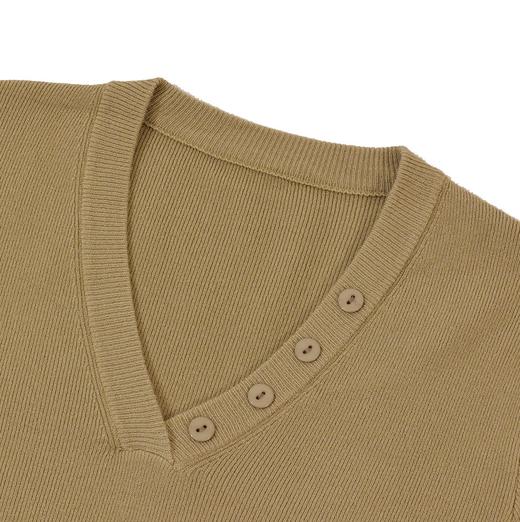 半身缘女装 秋季V领扣子装饰内搭针织打底衫毛衣VL001 商品图4