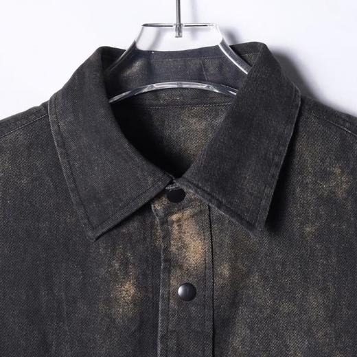 252206SDSA男士秋冬新款痞帅男装潮牌街头做旧翻领长袖衬衫扎染时尚衬衣 商品图2