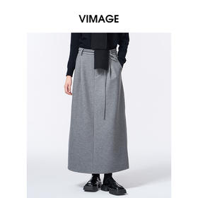 VIMAGE纬漫纪A版配本布腰绳2025秋冬新款包容性强半裙V2406109