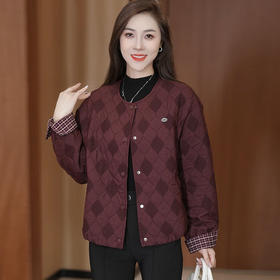 QYM 25XC041-Y妈妈装宽松休闲格纹外套时尚气质上衣
