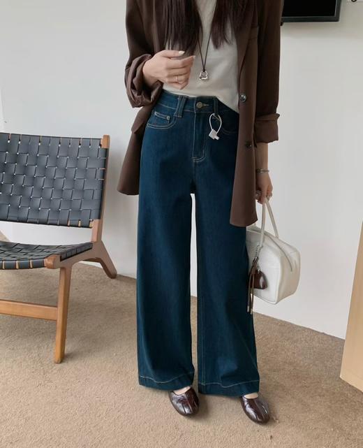 2025四面弹微阔拖地裤！秋季新款软糯亲肤顺滑阔腿直筒牛仔裤！ 商品图0