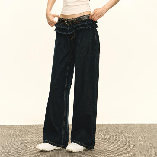 Ariseism 美式复古设计感牛仔裤女秋季新款休闲长裤子 商品图0