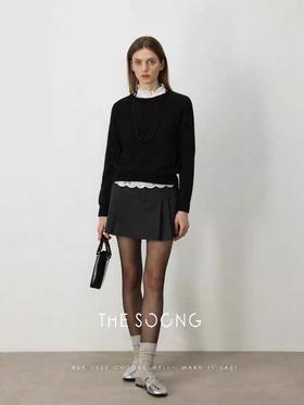 THESOONG/早秋新款48支进口纱线软糯圆领纯色毛针织衫HSMY5009