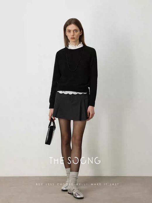 THESOONG/早秋新款48支进口纱线软糯圆领纯色毛针织衫HSMY5009 商品图0