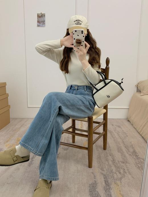 （小眠专属）轩齐 法式浪漫直筒牛仔裤 | 82.9%棉+再生纤维素，触感柔软，顺滑带垂，高腰拉高身材比例，遮肉显瘦 商品图2