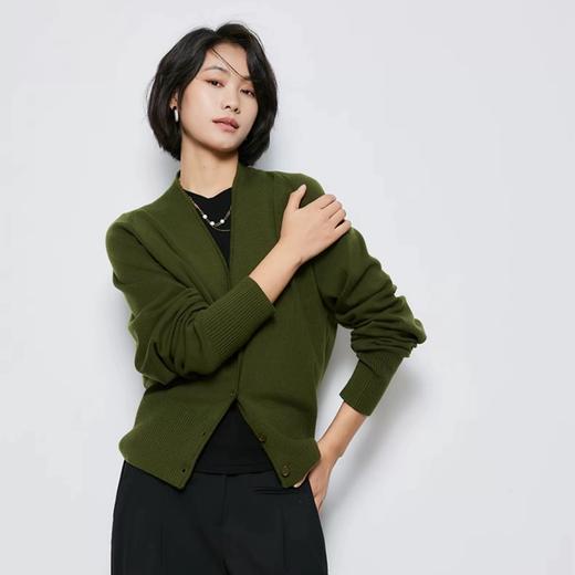 暗冷杉绿V领开衫 | 显高显瘦，温柔又慵懒的早秋气质（3-5天发货） 商品图3