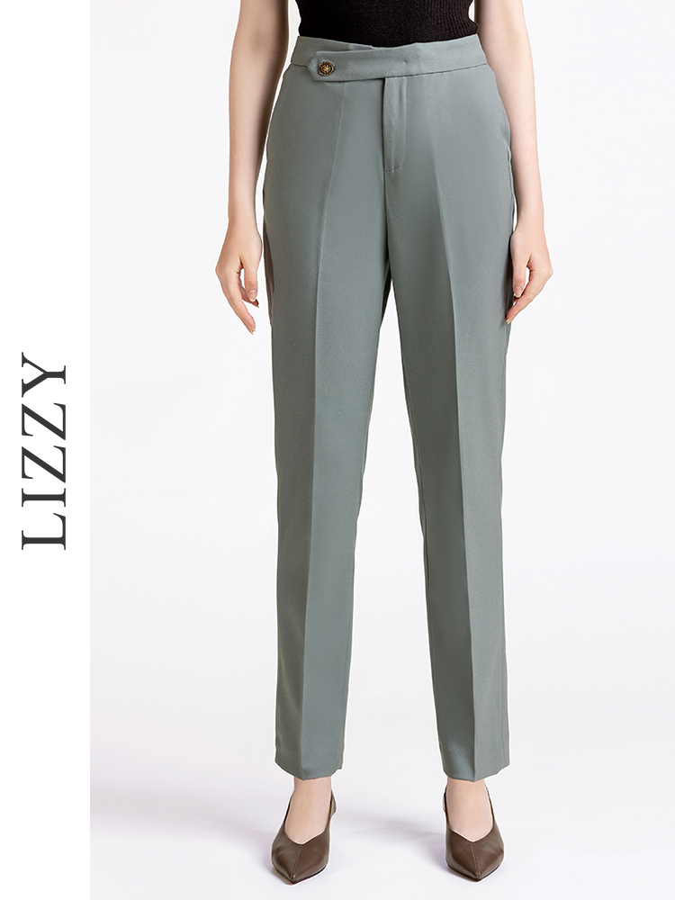 LIZZY 早秋 时尚老钱风简约知性干练百搭气质显瘦小脚长裤7878