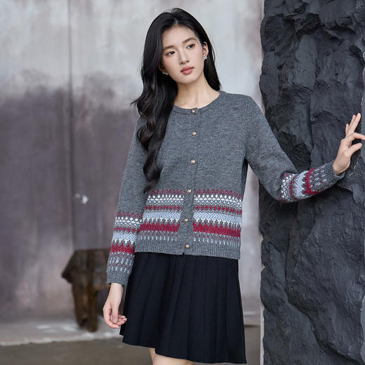 奢姿大码女装2025秋季减龄圆领针织开衫胖妹妹时尚简约百搭毛衣9553694235 商品图1