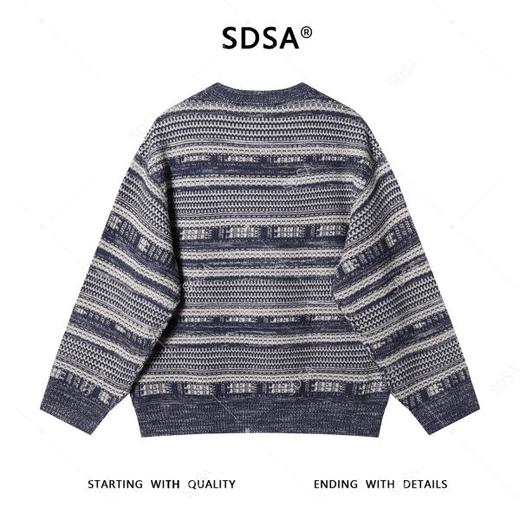 257132SDSA男士秋冬新款痞帅男装韩版撞色条纹圆领针织衫时尚慵懒风毛衣 商品图5