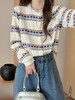 FS竹纤维女士时尚彩花针织开衫62101 商品缩略图0